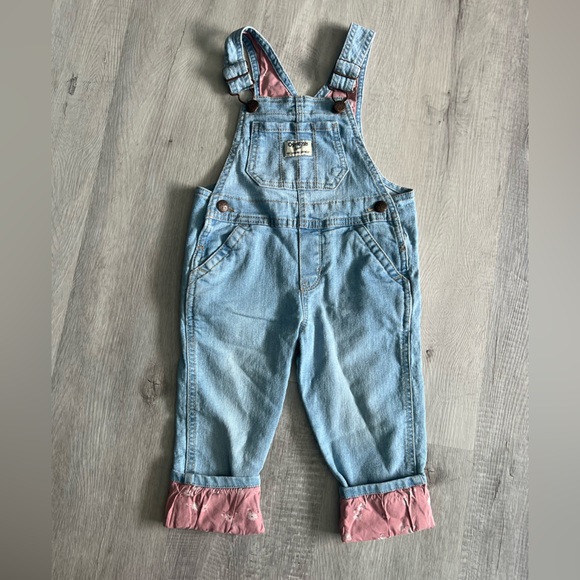 OshKosh B'gosh Other - Vintage OshKosh B'gosh Denim Overalls with Pink Cuffs